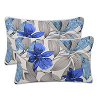 Pcinfuns Patio Indoor/Outdoor Decorative Throw Pillow Cover Cushion Case for Replacement 19" x 12" Set of 2, Blue Flower