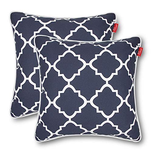 Pcinfuns Patio Indoor/Outdoor Decorative Throw Pillow Cover Cushion Case for Replacement 18" x 18" Set of 2 Navy Blue