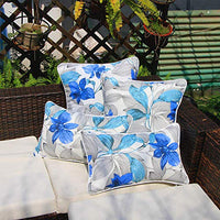 Pcinfuns Patio Indoor/Outdoor Decorative Throw Pillow Cover Cushion Case for Replacement 19" x 12" Set of 2, Blue Flower