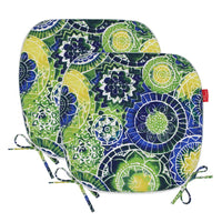 Pcinfuns Indoor/Outdoor Chair Pads 17" X 16" Seat Cushions Garden Patio Home Cushions Set of 2, Green Circle